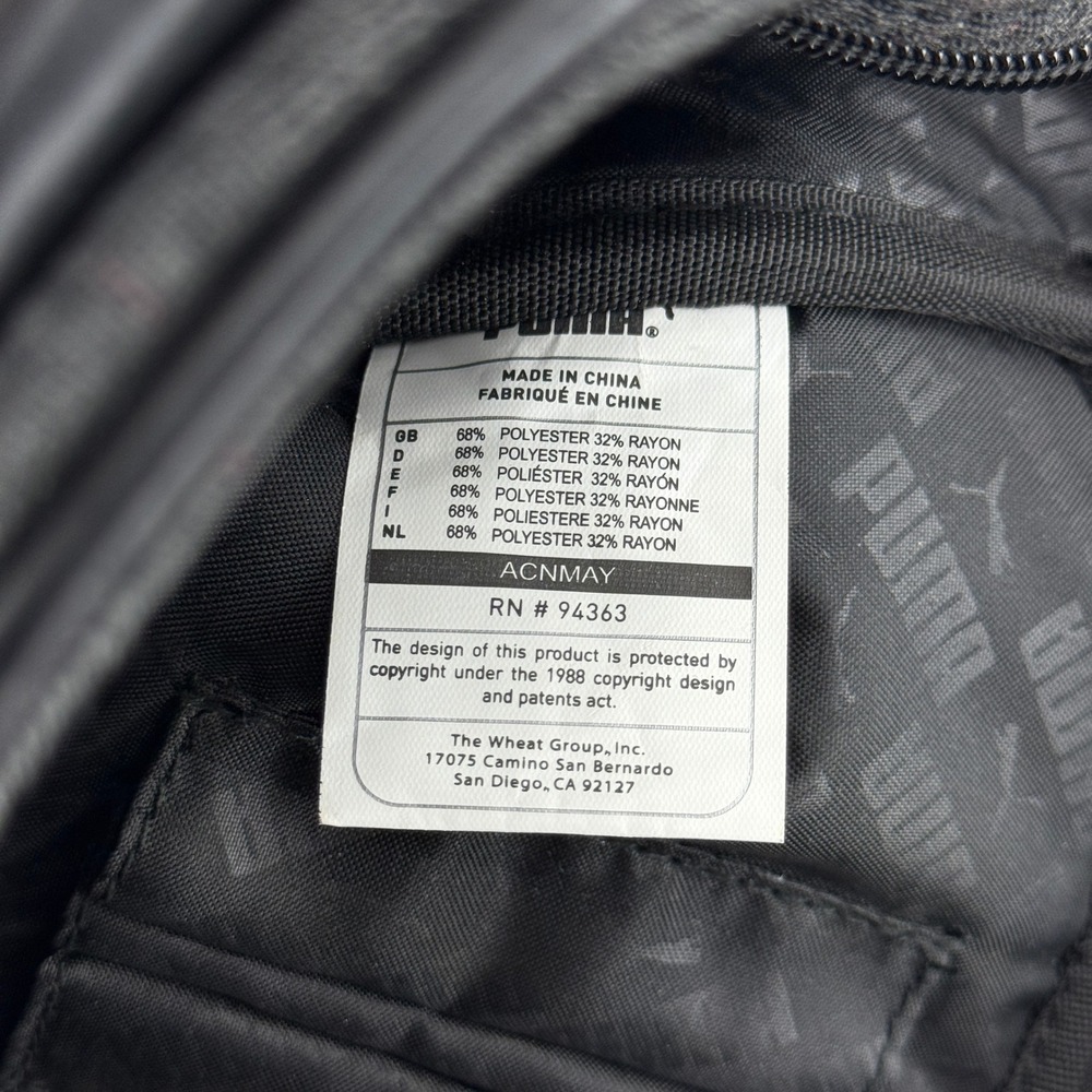 Puma Grey Glen Plaid Bowling Bag Handbag Black Trim Sporty Satchel - Picture 5 of 11